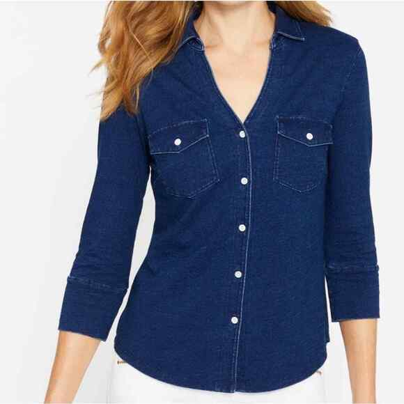 J. McLaughlin Denim Button Front Shirt Size Small - Picture 1 of 5